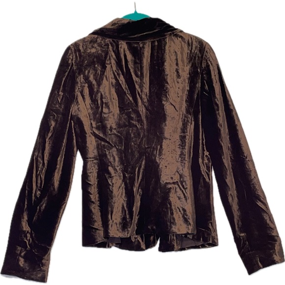 MaxMara | Chocolate Brown Velvet Blazer Jacket Women’s Size 10 Silk Blend - Picture 2 of 4